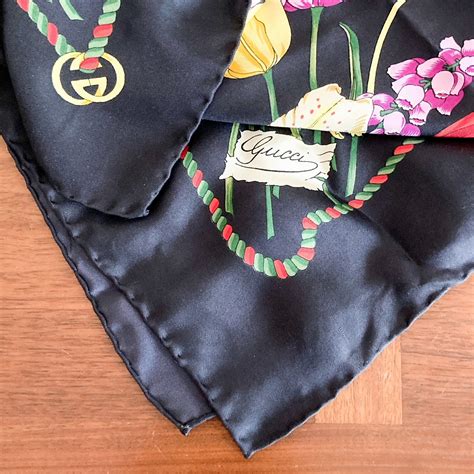 gucci scarf black red green|gucci silk bandana.